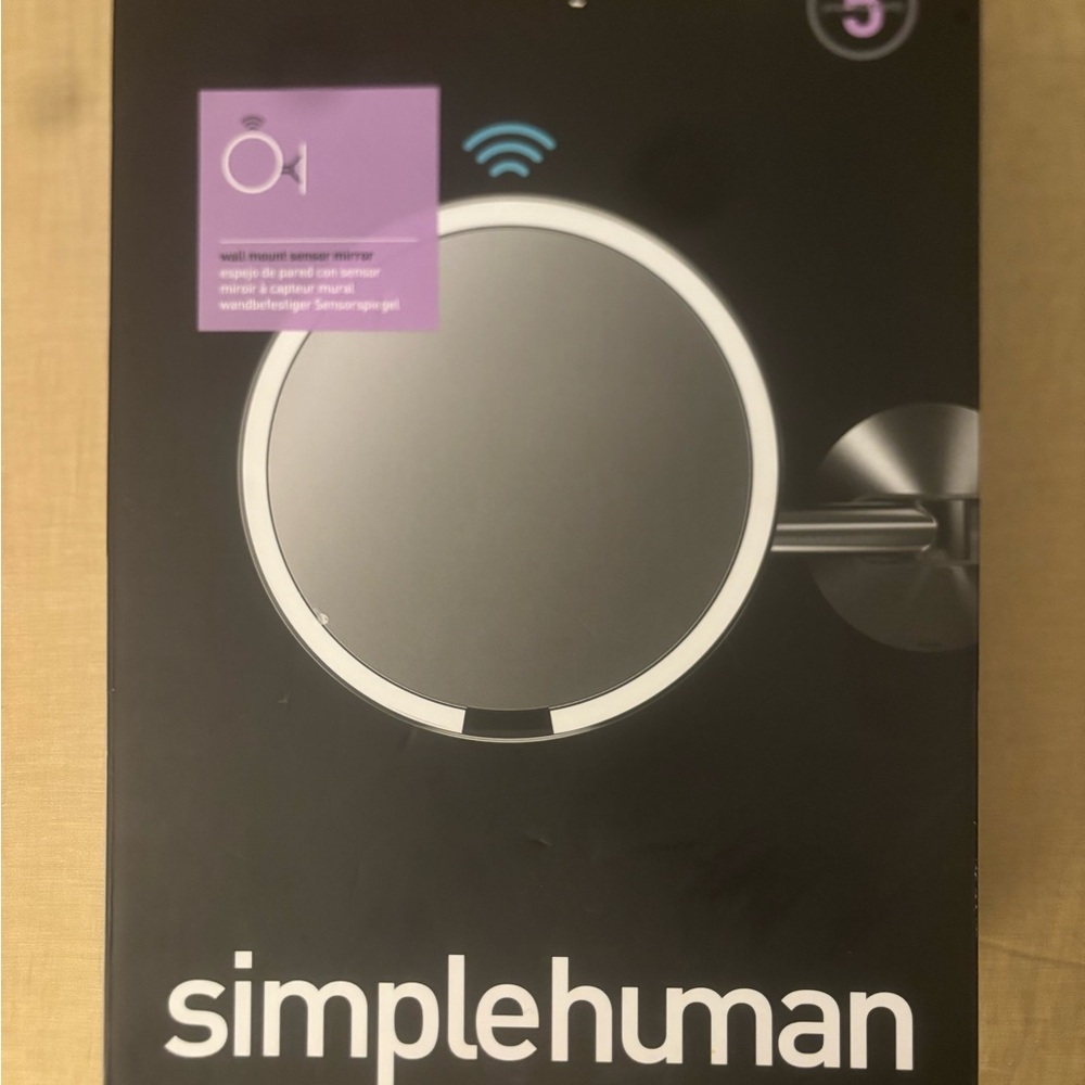 Brand new Simplehuman Silver Wall Mount Mirror with LED
